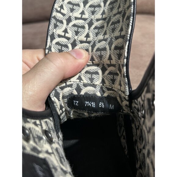 SALVATORE FERRAGAMO RIVIERA BLACK LEATHER GANCINI HIGH TOP SNEAKERS  9.5 M - Picture 7 of 11